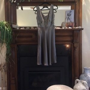 Mid length silk dress.